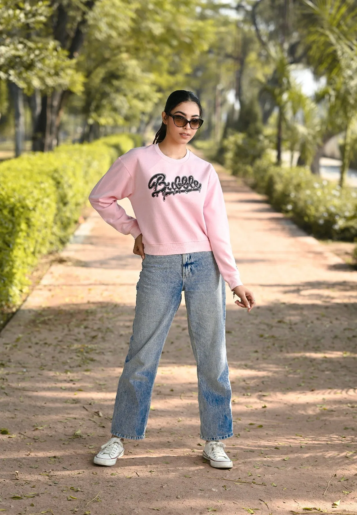 Women Sweatshirt with Bubblegum Text