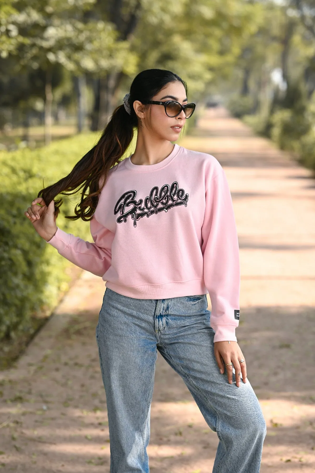 Women Sweatshirt with Bubblegum Text