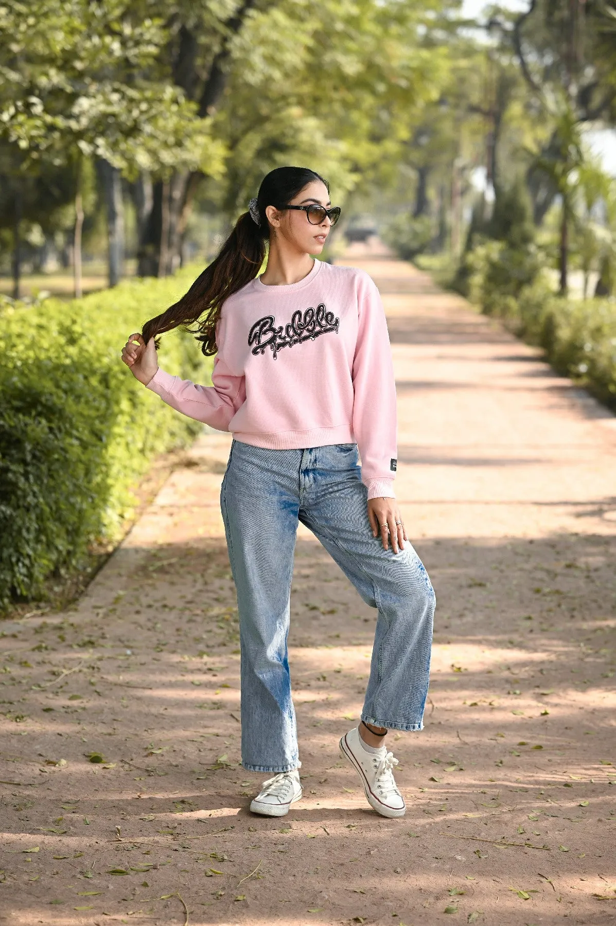 Women Sweatshirt with Bubblegum Text